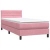 vidaXL Boxspringbett mit Matratze & LED Rosa 80x220 cm Samt