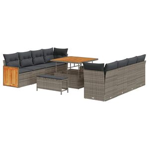 vidaXL Gartensofa-set 12-Sitzer Grau Poly-Rattan