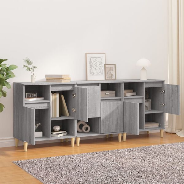 vidaXL Sideboards 3 Stk. Grau Sonoma 60x35x70 cm Holzwerkstoff