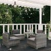 vidaXL 4-tlg. Garten-Lounge-Set mit Kissen Poly Rattan Grau