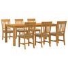 vidaXL Essgruppe 7 Stk. Beige Massivholz Eiche