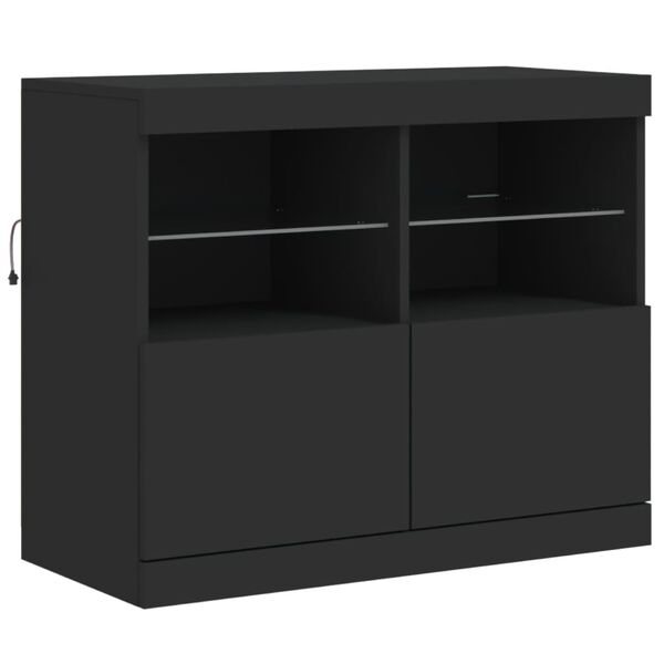 vidaXL Sideboard mit LED-Leuchten Schwarz 81x37x67 cm