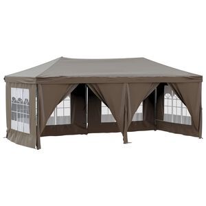vidaXL Partyzelt Faltbar mit Seitenw&auml;nden Taupe 3x6 m