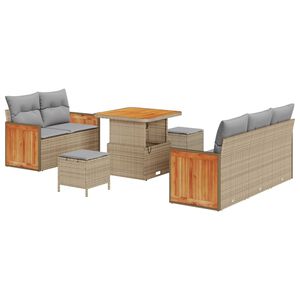 vidaXL Gartensofa-set 10 stk. 7-Sitzer Beige und Hellgrau Poly-Rattan