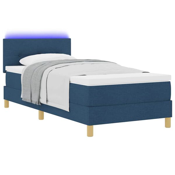 vidaXL LED Boxspringbett mit Matratze mit LED Blau 80 x 200 cm Stoff