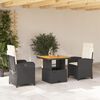 vidaXL 4-tlg. Garten-Essgruppe mit Kissen Schwarz Poly Rattan