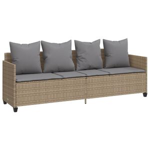 vidaXL Sonnenliege mit Kissen Beige Poly Rattan