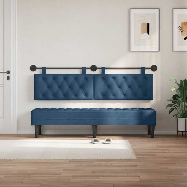 vidaXL H&auml;ngevorderseite Wandmontiert Blau 190 x 55 x 7 cm Stoff