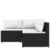 vidaXL 3-tlg. Garten-Lounge-Set mit Kissen Schwarz Poly Rattan
