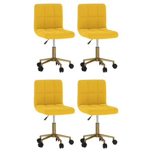 vidaXL Esszimmerst&uuml;hle 4 Stk. Drehbar Senfgelb Samt