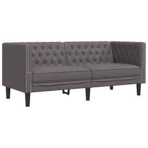 vidaXL Chesterfield-Sofa 2-Sitzer Grau Kunstleder