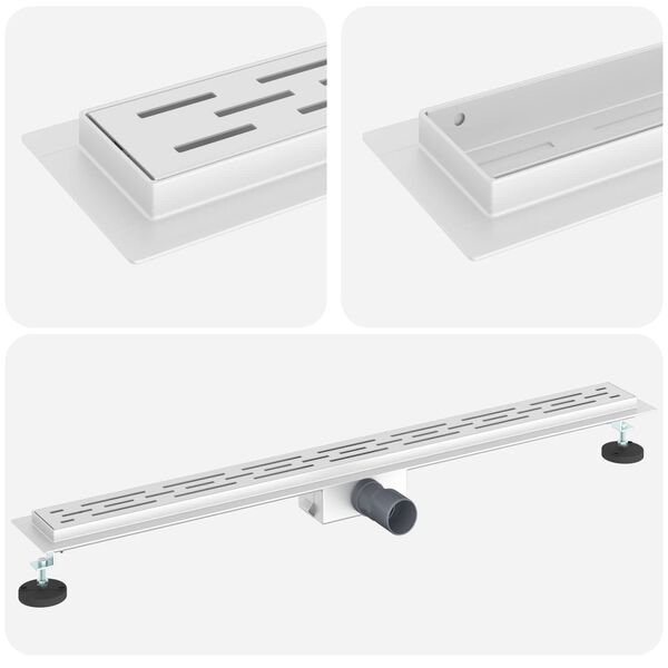 vidaXL Duschabfluss mit Liniendesign Silber 90 cm Edelstahl 304