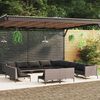 vidaXL 13-tlg. Garten-Lounge-Set mit Kissen Poly Rattan Dunkelgrau