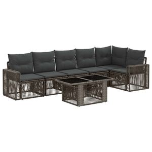 vidaXL Gartensofa-set 7 stk. 6-Sitzanzahl Grau und Dunkelgrau