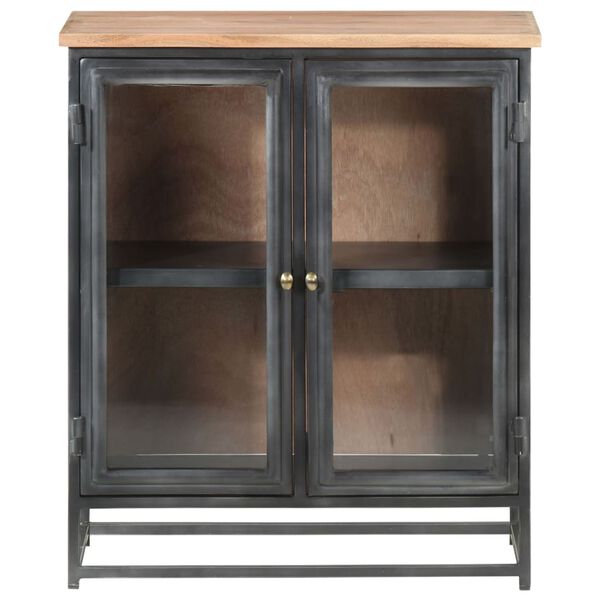 vidaXL Sideboard Grau 60x35x70 cm Massivholz Akazie und Stahl