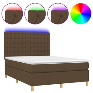 vidaXL Boxspringbett mit Matratze & LED Dunkelbraun 140x190 cm Stoff