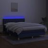 vidaXL Boxspringbett mit Matratze & LED Blau 140x200 cm Stoff