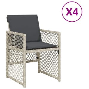 vidaXL Gartenst&uuml;hle mit Kissen 4 Stk. Hellgrau Poly Rattan