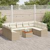 vidaXL Gartensofa-set mit Speicher 10 pcs Beige und Creme Poly-Rattan