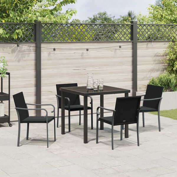 vidaXL Garten Essgruppe 5 pcs Schwarz Poly Rattan