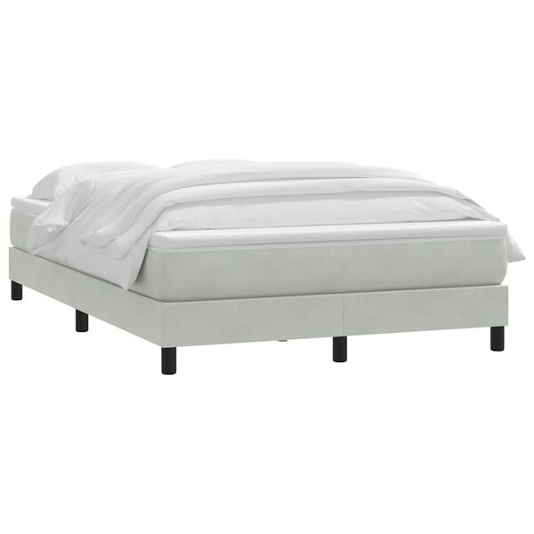 vidaXL Boxspringbett mit Matratze Hellgrau 140x220 cm Samt