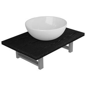 vidaXL 2-tlg. Badm&ouml;bel-Set Keramik Schwarz