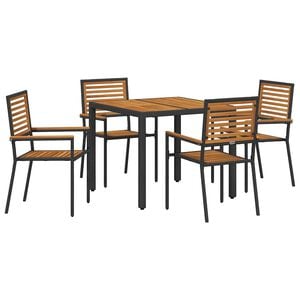 vidaXL Garten Essgruppe 5 stk. Schwarz und Braun Poly-Rattan