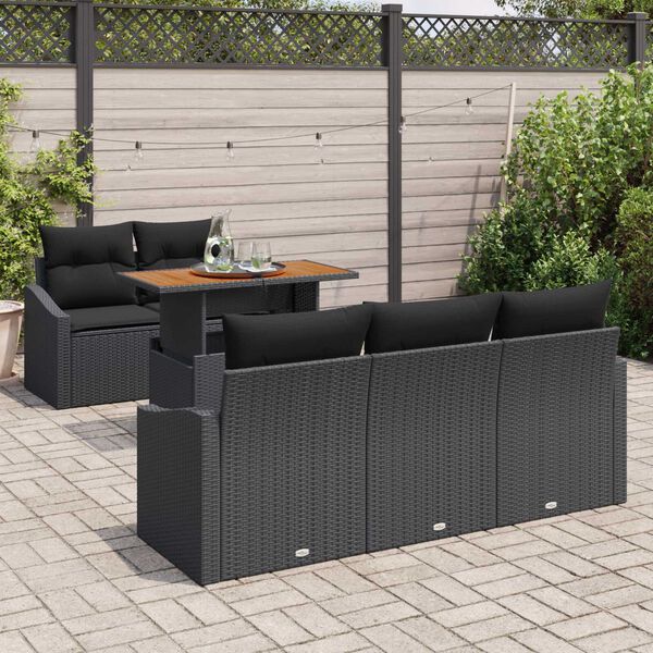 vidaXL Garten Essgruppe mit Kissen Schwarz und Braun 100 x 55 x 73 cm