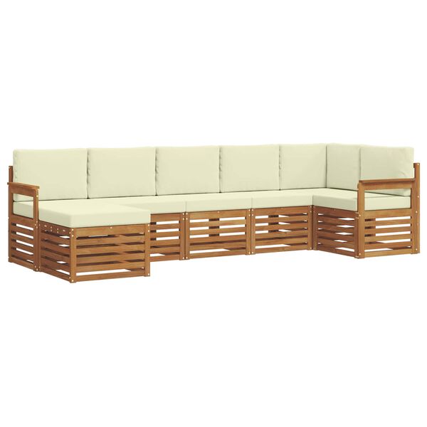 vidaXL Sofagarnituren 7 pcs Natur und Creme Massivholz Akazie