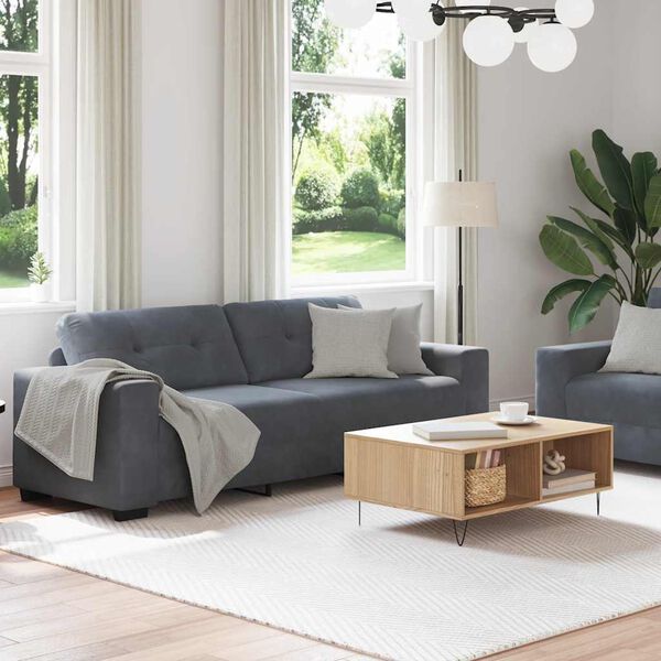 vidaXL 2-teiliges Sofa-Set mit Kissen, dunkelgrauer Samt