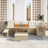 vidaXL Gartensofa-set mit Kissen 11 pcs Beige und Creme Poly-Rattan