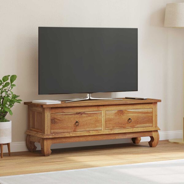 vidaXL TV-St&auml;nder Natur 110 x 35 x 40 cm Massivholz Teak
