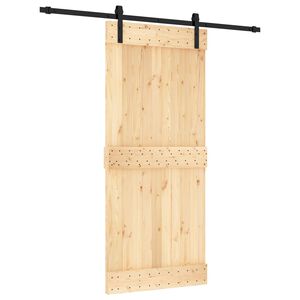 vidaXL Schiebet&uuml;r Nat&uuml;rlich und Schwarz 90 x 210 cm Massivkiefer