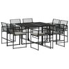 vidaXL 9-tlg. Garten-Essgruppe mit Kissen Schwarz Poly Rattan