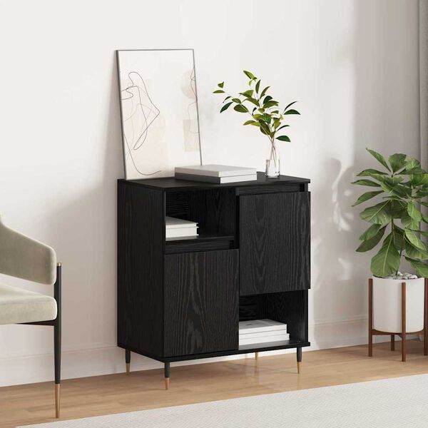vidaXL Sideboard Schwarz Eichen-Optik 60 x 35 x 70 cm