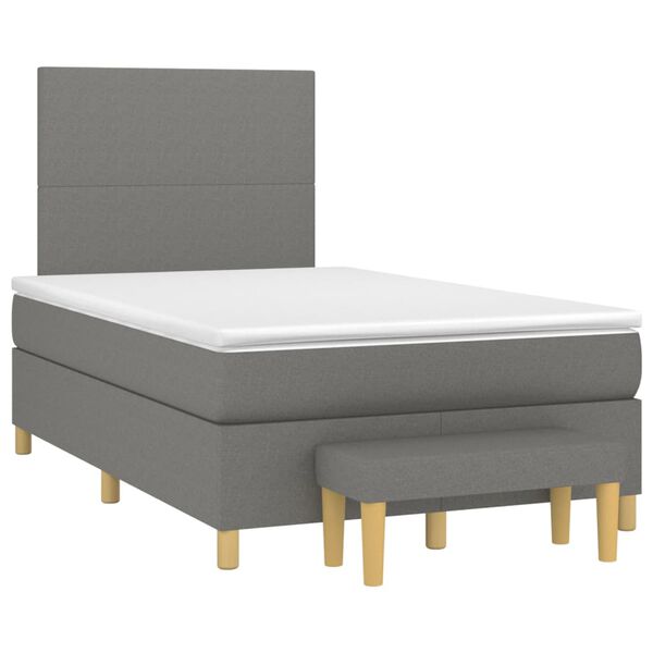 vidaXL Boxspringbett mit Matratze Dunkelgrau 120x200 cm Stoff