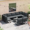 vidaXL Gartensofa-set mit Kissen 10 pcs Schwarz Aluminium