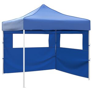 vidaXL Faltzelt mit 2 W&auml;nden 3 x 3 m Blau