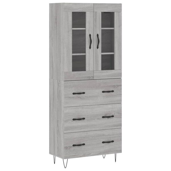 vidaXL Highboard Grau Sonoma 69,5x34x180 cm Holzwerkstoff