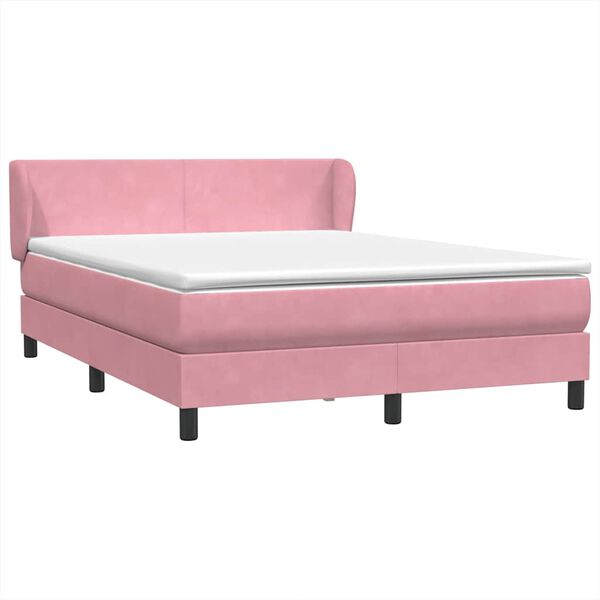 vidaXL Boxspringbett mit Matratze Rosa 140x210 cm Samt