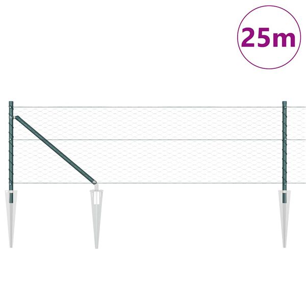 vidaXL Zaunpfosten Grün 25 x 0,6 m (36 mm Maschen) Stahl und PVC