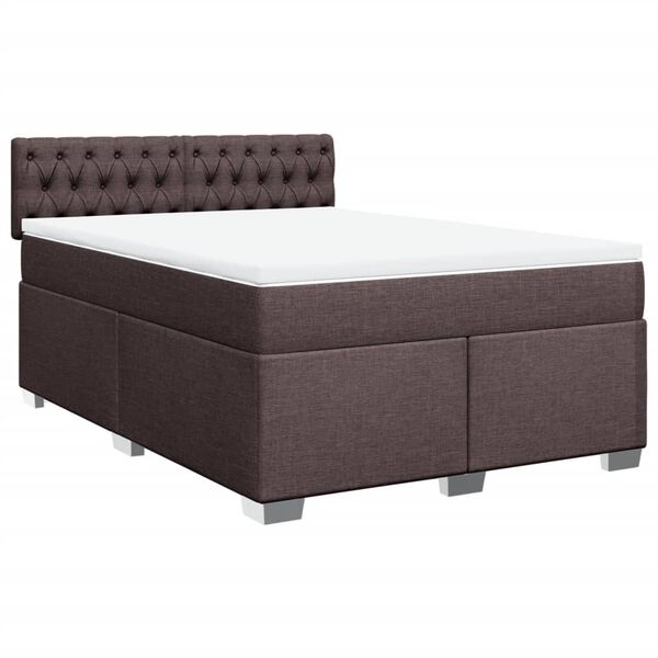 vidaXL Boxspringbett mit Matratze Dunkelbraun 160x200 cm Stoff
