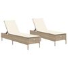 vidaXL Sonnenliegen mit Auflagen 2 Stk. Beige Poly Rattan