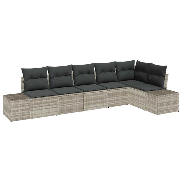 vidaXL Gartensofa-set mit Kissen 6 pcs Hellgrau Poly-Rattan