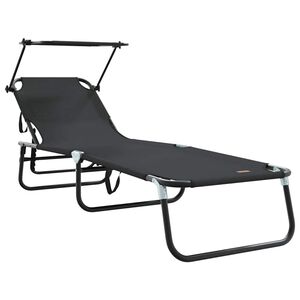 vidaXL Klappbare Sonnenliege Schwarz 190 x 57 x 81 cm Oxford