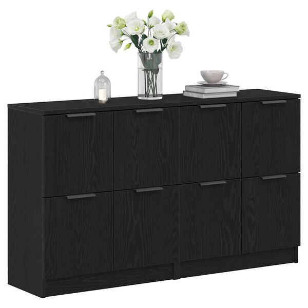 vidaXL Sideboard 2 pcs Schwarz Eichen-Optik 60 x 30 x 70 cm