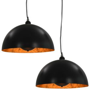 vidaXL Deckenleuchten 2 Stk. Schwarz und Gold Halbkugelf&ouml;rmig 40cm E27