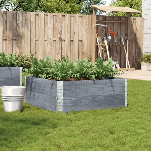 vidaXL Pflanzkasten Grau 100x100 cm Massivholz Kiefer