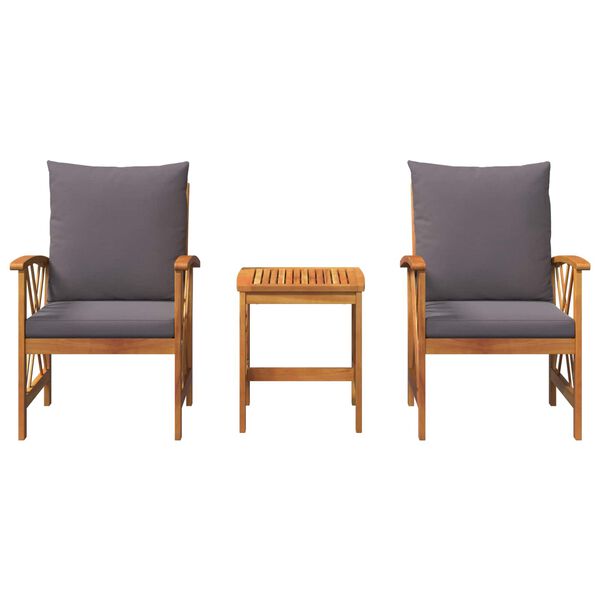 vidaXL Gartensofa-set mit Kissen 3 pcs &Ouml;l-Natur Massivholz Akazie
