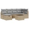 vidaXL Sofa Set 7 Stk. 6-Sitzanzahl Beige und Hellgrau Poly-Rattan